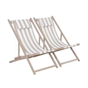 Tumbona de aluminio multi posiciones, set de 2 rayas marrones 99x88.5x58
