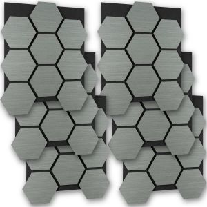 Tectake 6 paneles de pared, mdf absorbente, 76x62x1,8 cm, roble gris claro