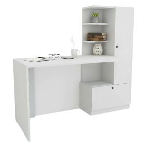 Escritorio kimberly, 2 estantes, madera blanca 120x62x74h cm