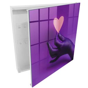 Armario para llaves 30x30x5 amor púrpura, apertura derecha blanca