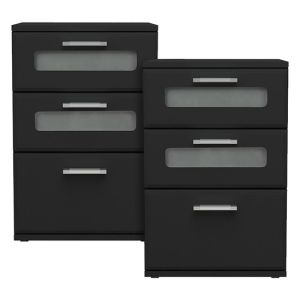 2x mesitas de noche con 3x cajones 40 x 60 x 38 cm negro ml-design