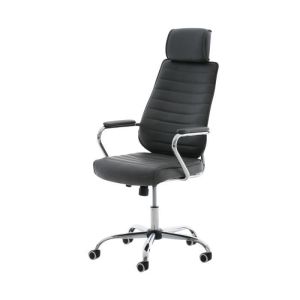 Silla de oficina con ruedas - polipiel gris - 1 ud