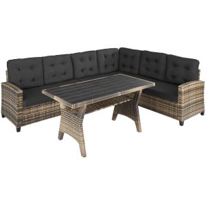 Tectake conjunto modular ratán acero resistente cojines suaves, natural