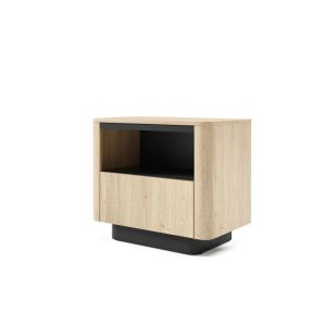 Mesita de noche - 3xe living - roble de crémone - 1 cajón y estante - apert