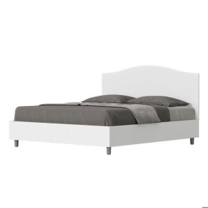 Cama 160x200 - cabecero similcuero blanco - 167x208 cm