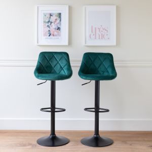 Pack de 2 taburetes de bar de terciopelo verde robin