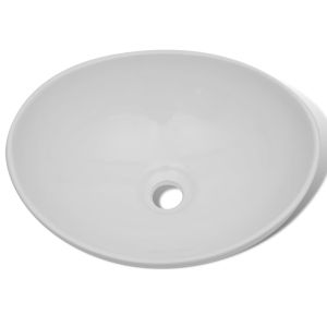 vidaXL lavabo de cerámica 40x33 cm ovalado blanco