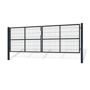 Puerta abatible de malla gris razo 4m alt.140cm