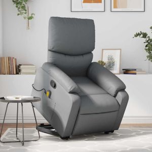 Sillón reclinable de masaje de pie cuero artificial gris qweo7319