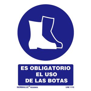 Normaluz señal luminiscente "obligatorio uso de botas" 21x30cm rd20005