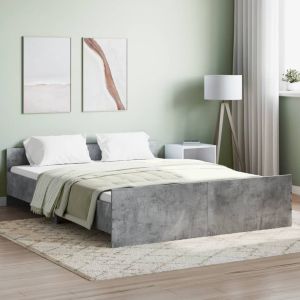 Cama con cabecero piecero gris hormigón 140x200cm
