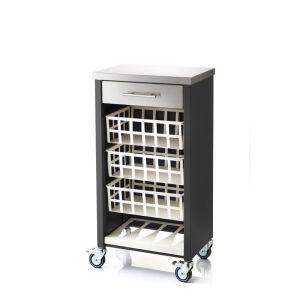 Carrito de cocina moher con encimera inox, 3 cestas, cajón y botellero