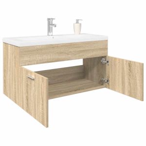 Mueble de baño con lavabo integrado roble sonoma esb6128