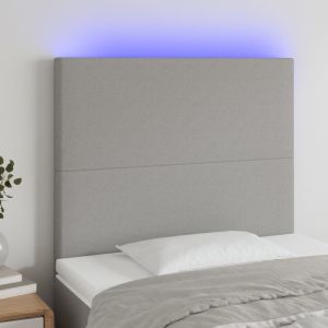 Cabecero con luces LED tela gris claro 90x5x118/128 cm eso4525