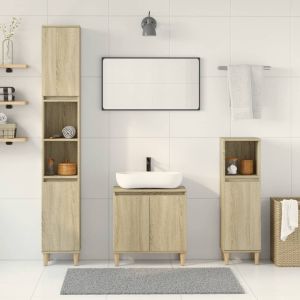 Set de muebles de baño 3 pzas madera contrachapada roble sonoma
