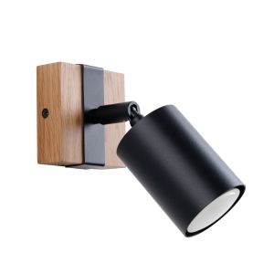 Lámparas de pared negro/madera natural acero/madera natural 8x13x17cm