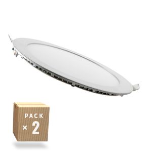 Pack de 2 paneles LED 20w 2000lm 6000ºk circular 40.000h  [pe-1011p2-cw]