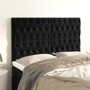 Cabeceros 4 unidades terciopelo negro 72x7x78/88 cm eso2615