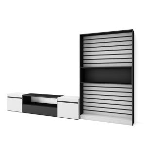 Muebles de salón para tv, 310x35x186cm, blanco y negro rf2849