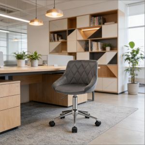 Silla oficina terciopelo gris oscuro giratoria ajustable