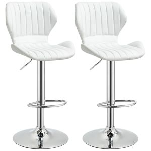 Set 2 taburetes bar 47x51.5x114 cm pu, metal color blanco Homcom