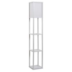 Lámpara pie con estante 26x26x160 cm mdf, acrílico color blanco Homcom
