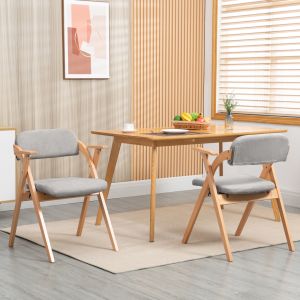 Conjunto de sillas de comedor madera gris plegables set de 2 con brazos
