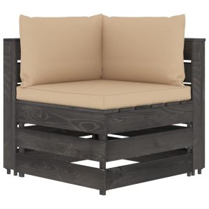 vidaXL sofá de esquina seccional con cojines madera impregnada gris