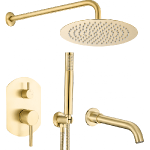 Valaz ducha empotrada de bañera pared ovalada dorado cepillado duero 30cm