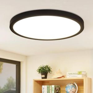 Nettlife plafón LED redondo negro 24w LED moderno blanco neutro 4000k ip44