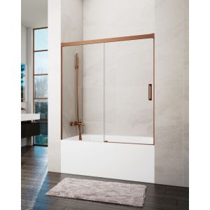 Mampara de bañera frontal + corredera basic 160-165cm transparente cobre