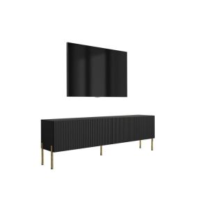 Consola tv - 170 cm - negra mate y patas doradas rectas