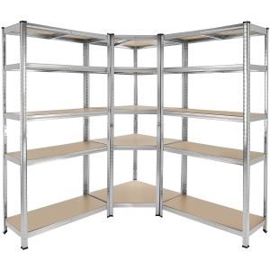 Tectake estantería metálica esquinera, 3 partes, 2625 kg, 165x165x180 cm