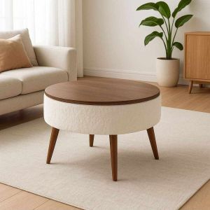 Mesa de centro "noya round" - 60 x 60 x 44 cm - blanco