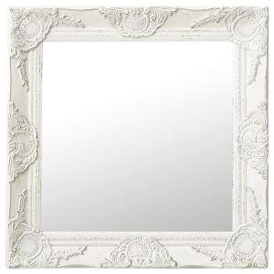 Espejo de pared estilo barroco blanco 50x50 cm