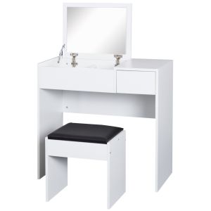 Mesa para maquillaje melamina de madera color blanco 80x40x79 cm homcom