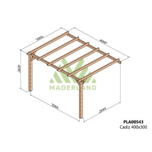 Pérgola de madera laminada adosada - cádiz ad. 400x300cm (maderland)
