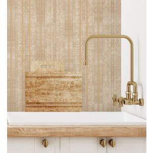 Papel pintado gaulan  lavable de rayas ocre con textura en 10.6m²