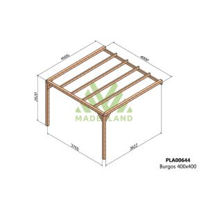 Pérgola de madera laminada adosada - burgos ad. 400x400cm (maderland)