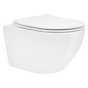Wc cerámico suspendido blanco largo 54 cm sin borde