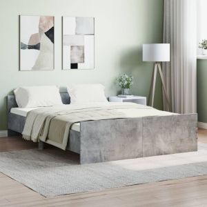 Cama con cabecero piecero gris hormigón 135x190cm
