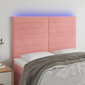 Cabecero con luces LED terciopelo rosa 144x5x118/128 cm eso2177