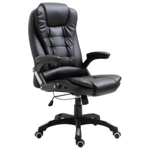 Silla de oficina de cuero sintético negra oif777686