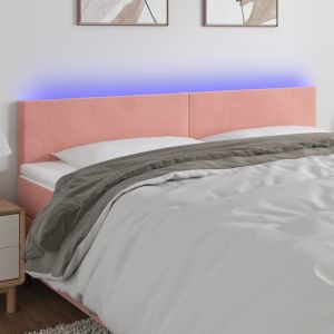 Cabecero con LED de terciopelo rosa 160x5x78/88 cm eso3366