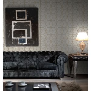 Papel pintado tnt geométrico de cubos con texturas lattice blanco
