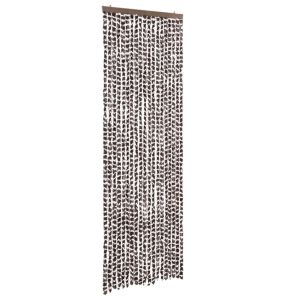 vidaXL cortina antimoscas chenilla marrón y blanco 56x200 cm