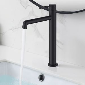 Kibath grifo lavabo alto monomando oso acabado negro mate de latón