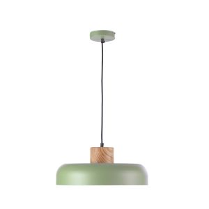 Lámpara techo aluminio verde embellecedor madera