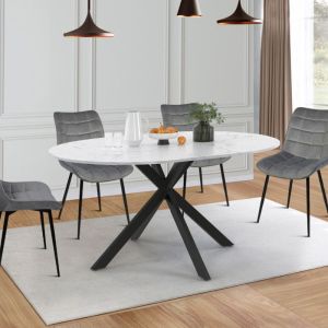 Mesa redonda extensible de mármol negro - 110-150 cm
