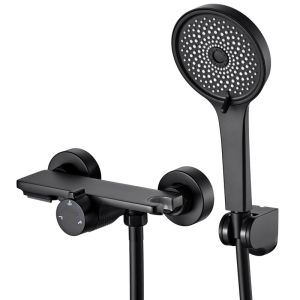 Auralum max grifo de bañera cascada, 2 funciones, cabezal de ducha abs 5 fu